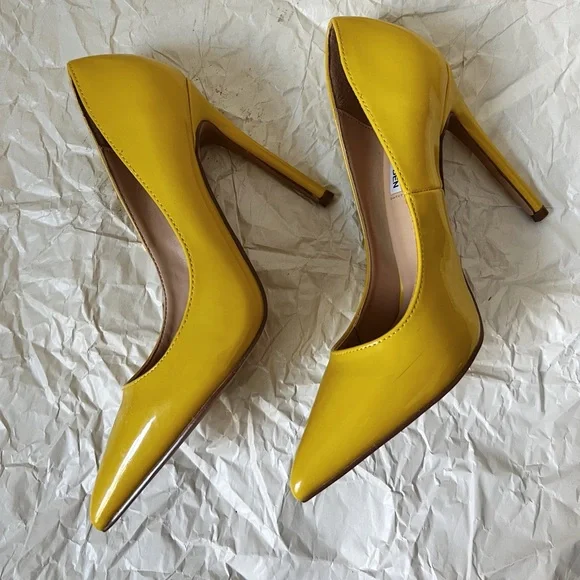 Steve Madden Orkid yellow patent heels pumps 4in heel size 6 - Picture 8 of 14